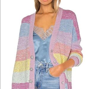 Olivia Rubin Mika Cardigan Pastel Rainbow Stripe Small Busy Philips Zoey Johnson